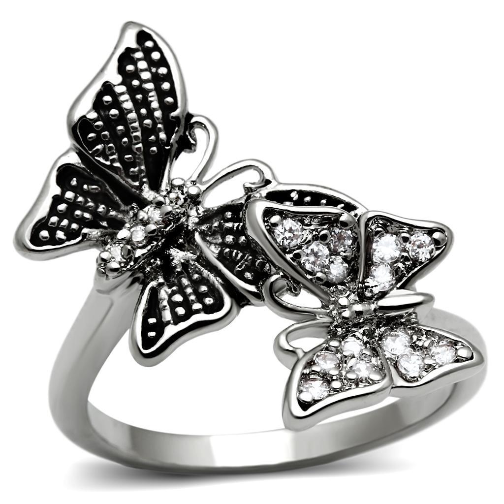 Silver Womens Butterflies Ring Anillo Para Mujer y Ninos Unisex Kids 316L Stainless Steel Ring Sofia - Jewelry Store by Erik Rayo