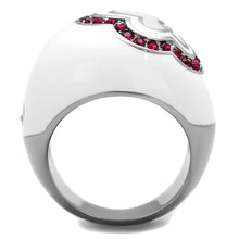 Load image into Gallery viewer, Silver Womens Butterfly Ring Anillo Para Mujer Stainless Steel Ring with Top Grade Crystal in Ruby - Jewelry Store by Erik Rayo
