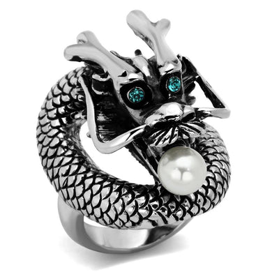 Silver Womens Dragon Ring Pearl Anillo Para Mujer Stainless Steel Ring - Jewelry Store by Erik Rayo