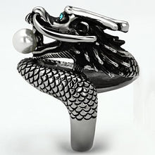 Load image into Gallery viewer, Silver Womens Dragon Ring Pearl Anillo Para Mujer Stainless Steel Ring - Jewelry Store by Erik Rayo
