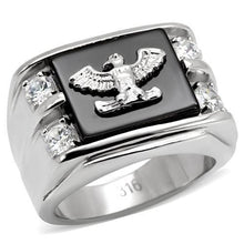 Load image into Gallery viewer, Silver Womens Eagle Ring Anillo Para Mujer y Ninos Unisex Kids 316L Stainless Steel Ring with Top Grade Crystal in Clear Amare - Jewelry Store by Erik Rayo
