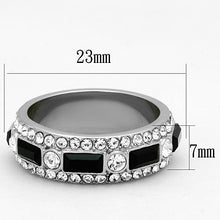 Load image into Gallery viewer, Silver Womens Ring Anillo Para Mujer y Ninos Unisex Kids 316L Stainless Steel Ring Crystal in Jet - Jewelry Store by Erik Rayo
