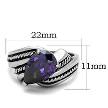 Load image into Gallery viewer, Silver Womens Ring Anillo Para Mujer y Ninos Unisex Kids 316L Stainless Steel Ring with AAA Grade CZ Dark Amethyst - Jewelry Store by Erik Rayo
