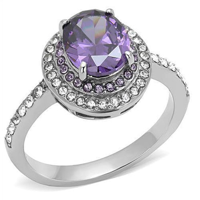 Silver Womens Ring Anillo Para Mujer y Ninos Unisex Kids 316L Stainless Steel Ring with AAA Grade CZ in Amethyst - Jewelry Store by Erik Rayo