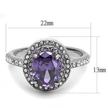 Load image into Gallery viewer, Silver Womens Ring Anillo Para Mujer y Ninos Unisex Kids 316L Stainless Steel Ring with AAA Grade CZ in Amethyst - Jewelry Store by Erik Rayo
