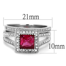 Load image into Gallery viewer, Silver Womens Ring Anillo Para Mujer y Ninos Unisex Kids 316L Stainless Steel Ring with AAA Grade CZ in Ruby - Jewelry Store by Erik Rayo
