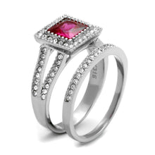 Load image into Gallery viewer, Silver Womens Ring Anillo Para Mujer y Ninos Unisex Kids 316L Stainless Steel Ring with AAA Grade CZ in Ruby - Jewelry Store by Erik Rayo
