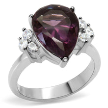Load image into Gallery viewer, Silver Womens Ring Anillo Para Mujer y Ninos Unisex Kids 316L Stainless Steel Ring with Glass in Amethyst - Jewelry Store by Erik Rayo
