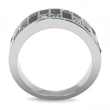 Load image into Gallery viewer, Silver Womens Ring Anillo Para Mujer y Ninos Unisex Kids 316L Stainless Steel Ring with Glass in Sea Blue Pesaro - Jewelry Store by Erik Rayo
