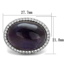 Load image into Gallery viewer, Silver Womens Ring Anillo Para Mujer y Ninos Unisex Kids 316L Stainless Steel Ring with Semi-Precious Amethyst Crystal in Amethyst - Jewelry Store by Erik Rayo
