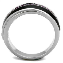 Load image into Gallery viewer, Silver Womens Ring Anillo Para Mujer y Ninos Unisex Kids 316L Stainless Steel Ring with Top Grade Crystal in Amethyst - Jewelry Store by Erik Rayo
