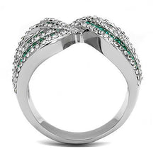 Load image into Gallery viewer, Silver Womens Ring Anillo Para Mujer y Ninos Unisex Kids 316L Stainless Steel Ring with Top Grade Crystal in Emerald - Jewelry Store by Erik Rayo

