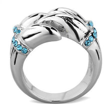 Load image into Gallery viewer, Silver Womens Ring Anillo Para Mujer y Ninos Unisex Kids 316L Stainless Steel Ring with Top Grade Crystal in Sapphire Jesi - Jewelry Store by Erik Rayo
