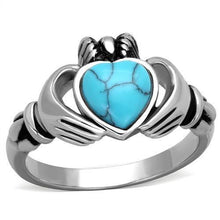 Load image into Gallery viewer, Silver Womens Ring Anillo Para Mujer y Ninos Unisex Kids 316L Stainless Steel Ring with Turquoise in Sea Blue Loreto - Jewelry Store by Erik Rayo
