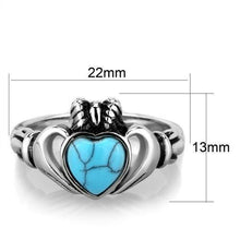 Load image into Gallery viewer, Silver Womens Ring Anillo Para Mujer y Ninos Unisex Kids 316L Stainless Steel Ring with Turquoise in Sea Blue Loreto - Jewelry Store by Erik Rayo
