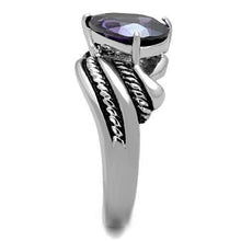 Load image into Gallery viewer, Silver Womens Ring Anillo Para Mujer Stainless Steel Ring with AAA Grade CZ Dark Amethyst - Jewelry Store by Erik Rayo
