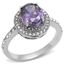 Load image into Gallery viewer, Silver Womens Ring Anillo Para Mujer y Ninos Unisex Kids Stainless Steel Ring with AAA Grade CZ in Amethyst - Jewelry Store by Erik Rayo
