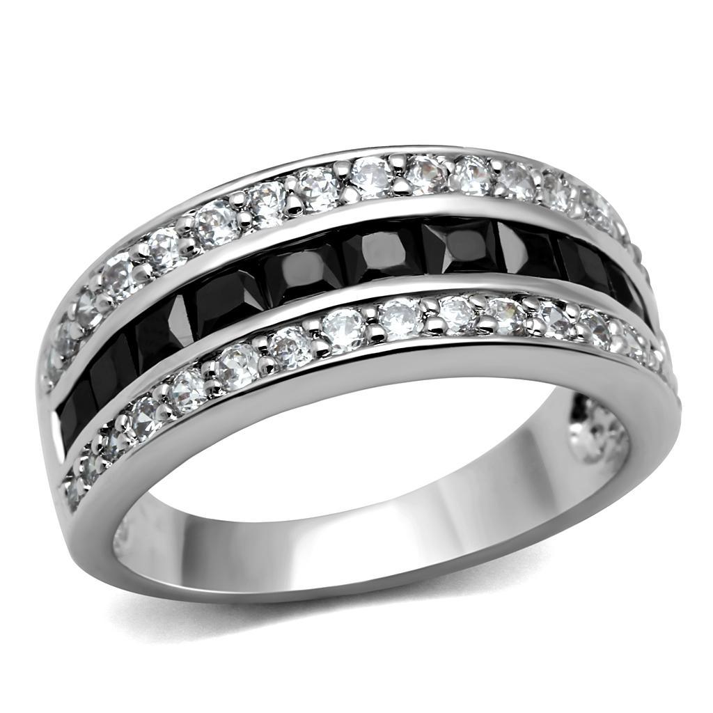 Silver Womens Ring Anillo Para Mujer y Ninos Unisex Kids Stainless Steel Ring with AAA Grade CZ in Black Diamond - ErikRayo.com