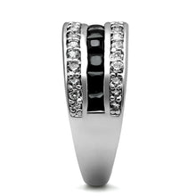 Load image into Gallery viewer, Silver Womens Ring Anillo Para Mujer Stainless Steel Ring with AAA Grade CZ in Black Diamond - Jewelry Store by Erik Rayo
