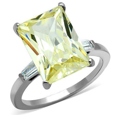 Silver Womens Ring Anillo Para Mujer Stainless Steel Ring with AAA Grade CZ in Citrine Yellow - Jewelry Store by Erik Rayo
