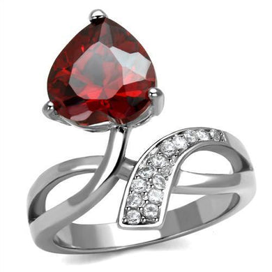 Silver Womens Ring Anillo Para Mujer Stainless Steel Ring with AAA Grade CZ in Garnet - Jewelry Store by Erik Rayo