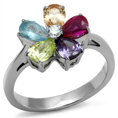 Silver Womens Ring Anillo Para Mujer Stainless Steel Ring with AAA Grade CZ in Multi Color - Jewelry Store by Erik Rayo