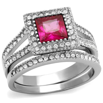 Silver Womens Ring Anillo Para Mujer Stainless Steel Ring with AAA Grade CZ in Ruby - Jewelry Store by Erik Rayo