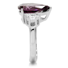 Load image into Gallery viewer, Silver Womens Ring Anillo Para Mujer Stainless Steel Ring with Glass in Amethyst - Jewelry Store by Erik Rayo
