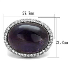 Load image into Gallery viewer, Silver Womens Ring Anillo Para Mujer y Ninos Unisex Kids Stainless Steel Ring with Semi-Precious Amethyst Crystal in Amethyst - Jewelry Store by Erik Rayo
