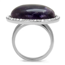 Load image into Gallery viewer, Silver Womens Ring Anillo Para Mujer y Ninos Unisex Kids Stainless Steel Ring with Semi-Precious Amethyst Crystal in Amethyst - Jewelry Store by Erik Rayo
