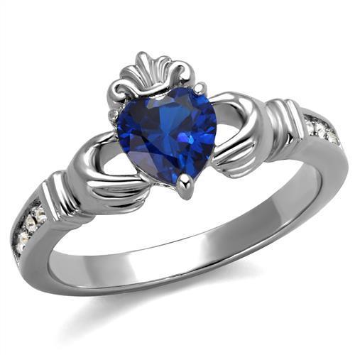 Silver Womens Ring Anillo Para Mujer Stainless Steel Ring with Spinel in London Blue - Jewelry Store by Erik Rayo