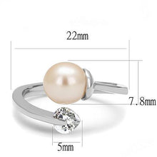 Load image into Gallery viewer, Silver Womens Ring Anillo Para Mujer Stainless Steel Ring with Synthetic Pearl in Light Peach - Jewelry Store by Erik Rayo
