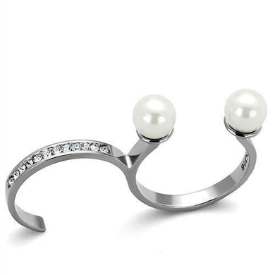 Silver Womens Ring Anillo Para Mujer Stainless Steel Ring with Synthetic Pearl in White - Jewelry Store by Erik Rayo