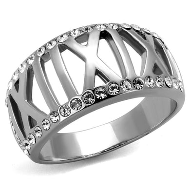 Silver Womens Ring Anillo Para Mujer Stainless Steel Ring with Top Grade Crystal Eboli - Jewelry Store by Erik Rayo
