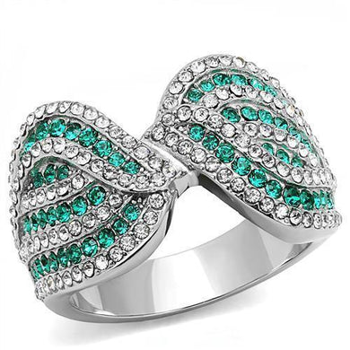 Silver Womens Ring Anillo Para Mujer Stainless Steel Ring with Top Grade Crystal in Emerald - Jewelry Store by Erik Rayo