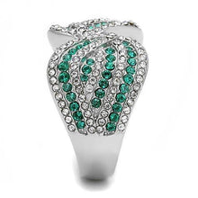 Load image into Gallery viewer, Silver Womens Ring Anillo Para Mujer y Ninos Unisex Kids Stainless Steel Ring with Top Grade Crystal in Emerald - Jewelry Store by Erik Rayo

