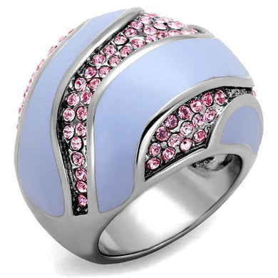 Silver Womens Ring Anillo Para Mujer Stainless Steel Ring with Top Grade Crystal in Light Rose - Jewelry Store by Erik Rayo