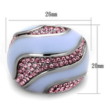 Load image into Gallery viewer, Silver Womens Ring Anillo Para Mujer Stainless Steel Ring with Top Grade Crystal in Light Rose - Jewelry Store by Erik Rayo
