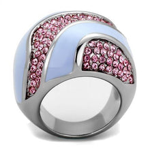 Load image into Gallery viewer, Silver Womens Ring Anillo Para Mujer Stainless Steel Ring with Top Grade Crystal in Light Rose - Jewelry Store by Erik Rayo
