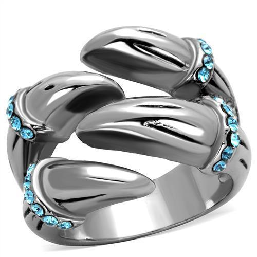 Silver Womens Ring Anillo Para Mujer Stainless Steel Ring with Top Grade Crystal in Sapphire Jesi - Jewelry Store by Erik Rayo