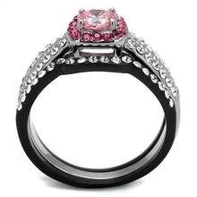 Load image into Gallery viewer, Silver Womens Ring Rose Pink Anillo Para Mujer Stainless Steel Ring with AAA Grade CZ in Light Rose Adele - Jewelry Store by Erik Rayo
