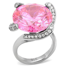 Load image into Gallery viewer, Silver Womens Ring Rose Pink Anillo Para Mujer y Ninos Unisex Kids 316L Stainless Steel Ring with AAA Grade CZ in Rose - Jewelry Store by Erik Rayo
