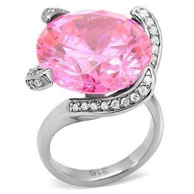 Silver Womens Ring Rose Pink Anillo Para Mujer y Ninos Unisex Kids 316L Stainless Steel Ring with AAA Grade CZ in Rose - Jewelry Store by Erik Rayo