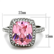 Load image into Gallery viewer, Silver Womens Ring Rose PInk Anillo Para Mujer y Ninos Unisex Kids 316L Stainless Steel Ring with AAA Grade CZ Light Rose - Jewelry Store by Erik Rayo
