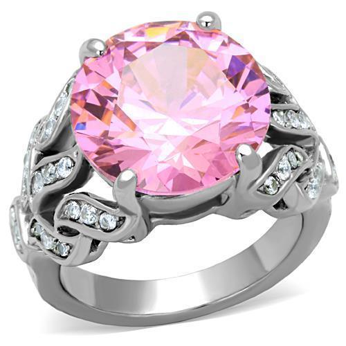 Silver Womens Ring Rose Pink Anillo Para Mujer y Ninos Unisex Kids 316L Stainless Steel Ring with AAA Grade CZ Rosa - Jewelry Store by Erik Rayo