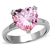 Load image into Gallery viewer, Silver Womens Ring Rose Pink Anillo Para Mujer y Ninos Unisex Kids 316L Stainless Steel Ring with AAA Grade CZ Rose - Jewelry Store by Erik Rayo
