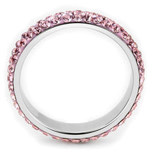 Load image into Gallery viewer, Silver Womens Ring Rose Pink Anillo Para Mujer y Ninos Unisex Kids 316L Stainless Steel Ring with Top Grade Crystal in Light Rose - Jewelry Store by Erik Rayo
