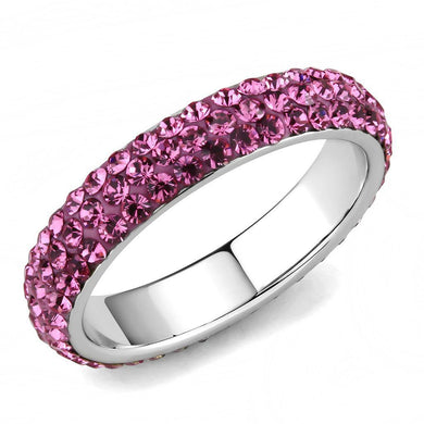 Silver Womens Ring Rose Pink Anillo Para Mujer y Ninos Unisex Kids 316L Stainless Steel Ring with Top Grade Crystal in Rose - Jewelry Store by Erik Rayo