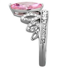 Load image into Gallery viewer, Silver Womens Ring Rose Pink Anillo Para Mujer Stainless Steel Ring with AAA Grade CZ Pink Rose - Jewelry Store by Erik Rayo
