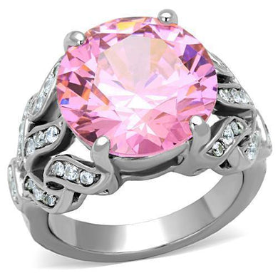 Silver Womens Ring Rose Pink Anillo Para Mujer Stainless Steel Ring with AAA Grade CZ Rosa - Jewelry Store by Erik Rayo